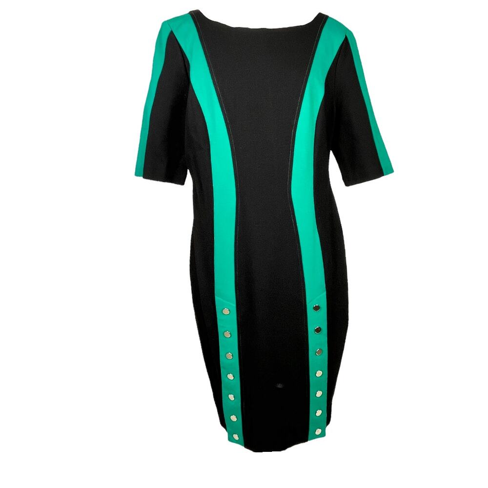 Cartise NEW Midi Black Colorblock Sheath Excursions Dress Womens size 12